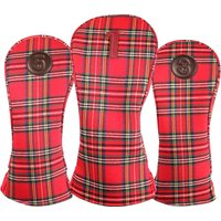 Soft Red Tartan Plaid Golf Club Headcover 1 3 5 X Sets Driver Fairway Wood Hybrid Covers