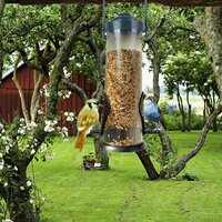 Squirrel-Proof Tube Bird Feeder Automatic Dispensing Wild Bird Food Container Hanging Garden Feeder for Hummingbirds Birds