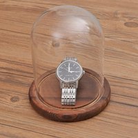 Clear Glass Cloche with Wooden Base Elegant Display Jar for Ornament Decor and Cozy Room Decoration