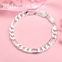 925 sterling silver 8-inch minimalist Figaro chain bracelet for men and women fashion party hip-hop accessories