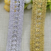 Ruban d'habillage en dentelle dorée et argentée, 5m/16,4 pieds, fait à la main, couture mille-pattes, rideau artisanal de mariage, accessoires pour vêtements, décoration de fête pour la maison