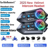Y12 Pro double micro casque de moto interphone casque sans fil mains libres appel étanche lecteur de musique haut-parleur FM Radio écouteur