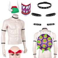 Fantasia Bowser Koopa Collar Cosplay Arm Cuff Bracelet Anime Game Men Disfraz Costume Accessories Male Halloween Carnival Prop