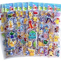 12pcs Cartoon Pokemon Pikachu Sticker Kawaii Cute Anime Waterproof Dimensional 3D Stikers Puffy Bulk Book Stickers Toy Gift