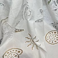 Hollow Out Lace Embroidered Cotton Fabric with Shell Pattern for Sewing Dress Clothes DIY Handmade Crafting Cloth By The Yard
