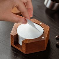 51/53/58mm Coffee Filter Paper Box Solid Wood Round Mocha Pot Filter Paper Box with Cover Lid Coffee Paper Filter Storage Box