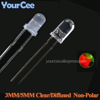 100pcs/20pcs 5mm 3mm LED Bi-Color Clear Red/Green Fog/Diffused Non-Polar Round Light Emitting Diode Two Plug-in DIP DIY Kit