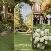 French Style Wedding Mirror Vinyl Decal Initial Custom Name Sticker Wedding Welcome Sign Vinyl Murals Romantic Mariage Décor