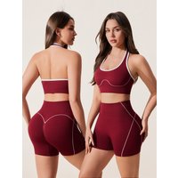 2pcs/set Yoga Sport Bra Shorts Set Sportswear Woman Gym High Waist Seamless Workout Shorts Leggings Activewear Women's Tracksuit