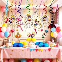 Sailored Moons Combination Happy Birthday Party Decortion Disposable Tableware Party Honeycombs and Banners Spiral Gift