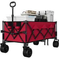 52" Foldable Wagon for Beach with 460lbs Weight Capacity, Heavy Duty Extra Collapsible Foldable Wagon for Camping Sand