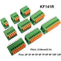 10Pcs 2.54mm Pitch KF141V KF141R Push-in Spring Screwless Terminal Block Straight/Bent Foot 2/3/4/5/6/7/8/9/10P PCB Connector