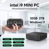 LENO Mini PC Gamer Portable Computer 32GB RAM 2TB SSD Intel Core i9-9900 FHD Bluetooth WiFi6 Windows 11 Gaming Office 4K HDMI