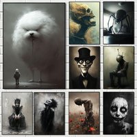 Retro Dark Art Magic Witch Horror Skeleton Hell Posters Prints Canvas Painting Wall Art Picture Living Room Home Decor