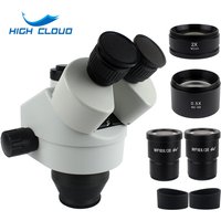 3.5X-90X Simul-Focal Trinocular Microscope 0.5x 2.0x Auxiliary Lens+ Zoom Stereo Microscope Head for Phone PCB Soldering Repair