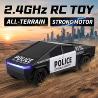 2.4G Remote Control Cyber Pickup Truck, RC Police Car with LED Lights, Rechargeable Off Road Racing Vehicle Toy for Boys Gifts
