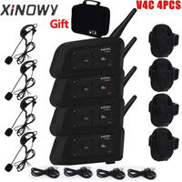 XiNOWy 4PCS V4C Referee Headset Bluetooth Intercom Full Duplex 1200M Football Soccer Earhook Earphone Interphone with Handbag