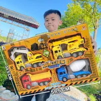 Construction vehicle fire truck model inertia retractable car set engineering toy car for boys