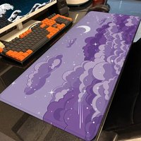 VIKAMA Purple Cloud Moon Star Large Mouse Pad Dreamy Ins Style Desk Mat Non-slip Lock Edge Gaming Office Keyboard Mat