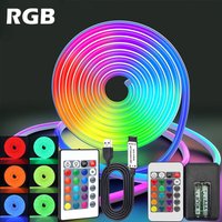 RGB Flexible Neon Rope Lights, 24 Key Remote & Adjustable Brightness, Multi-Color Strip for TV Backlighting