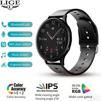 FOXBOX Men's Smart Watch Heart Rate Monitor NFC Door Unlock Bluetooth Call Voice Assistant Music Play Smartwatch For Android IOS