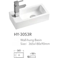 Family Bedroom Balcony Ultra-narrow Ceramic Bathroom Sink Mini Square Wall-mounted Wash Basin