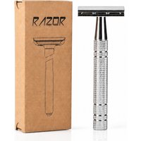Men Double Edge Safety Razor Classic Metal Manual Shaving Razor Textured Non-slip Handle Barber Shaver