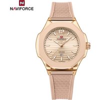 NAVIFORCE Luxury Lady Watch Sleek Profile 5ATM Water Resistance Comfortable Flexible Silicone Strap Women's Quartz Watch 6109
