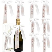 5pcs White Satin Ribbon Bows Candlestick Champagne Wine Bottles Accessories for Wedding Anniversary Party DIY Crafts Decoration