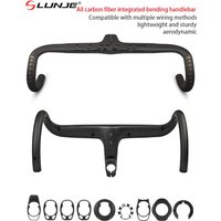AliExpress LUNJE Full Carbon Fiber Road Bike Handlebar -10° Handle Bar 360/380/400/420/440mm Mtb Integrated Carbon Handlebar Cycling Bent Bars
