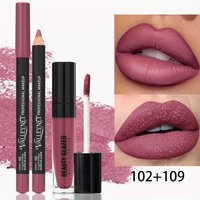 2pcs Wooden Lipstick Pens with 1pc Matte Lip Gloss Set, Long-Lasting,Resistant,Waterproof,Ideal Beauty Products for Gifting.