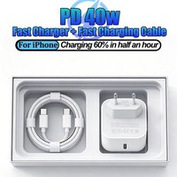 PD 40W For Apple Fast Charger For iPhone 17 16 15 14 13 12 11 Air Pro Max Type C Quick Charging Data Cable EU UK Plug Adapter
