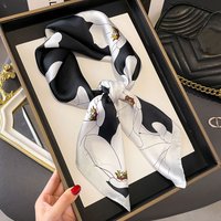 Neckerchief Female Luxury Square Scarf for Women Silk Feeling Shawl Satin Hijab Fashion Wraps Hair Bands Ribbon Headband Bandann