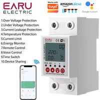 2P 63A TUYA APP WiFi Smart Circuit Earth Leakage Over Under Voltage Protector Relay Device Switch Breaker Energy Power kWh Meter