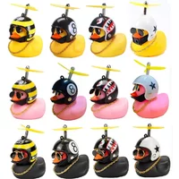 Car Duck with Helmet Broken Wind Pendant Small Yellow Duck Car Ornaments Kids Toy Gift