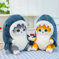 New Shark Cat Doll Childrens Shark Plush Toy Cushion Kitten Cartoon Body Pillow Sofa Pillow Birthday Gift for Men and Women