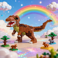 T-Rex Plesiosaur Dinosaur Micro Building Blocks Toy–Creative Educational Gift for Kids,Birthday Party Favor,Christmas Tree Decor