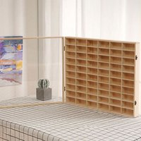 FOR Hot Wheels Diecast Car Matchbox 1/64 Display Wooden Unit Shelf Toy Storage 60 Grids With Cover Equipped With A Pair Of White