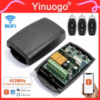YNG208 433MHz Tuya WiFi Smart Garage Door Opener Receiver 2CH For 433.92MHz Gate Remote Control Rolling Code / Fixed Code