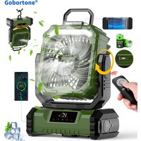Gobortone Portable Mist Fan with Water Tank LED Light Rechargeable 20000Mah Power Bank Outdoor Air Cooling Stand Camping Fan