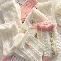 1 pair Lolita SocksHarajuku SocksCherry Blossom Socks Tube Socks White Socks