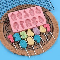 Rose Relief Number Silicone Chocolate Lollipop Mold Flower Pattern Figures Candy Jelly Ice Baking Mould DIY Cake Decor Tool Gift