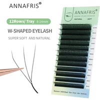 ANNAFRIS 3D W Shape Eyelash Extension Premade Volume Fans W-shaped Clover Natural Soft Faux Mink False Lashes