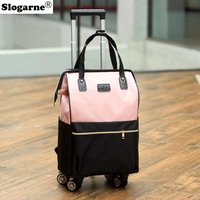 Women Large Capacity Travel Bag with 4 Wheels Men Oxford Wheels Backpack Travel Rolling Luggage Bags Fashion Duffels Trolley Bag