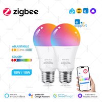 Ewelink Zigbee Smart Led Light Bulbs E27 LED Lamps RGB+WW+CW 18W 15W Bulb Works With Alexa Google Home Alice Required Zigbee Hub