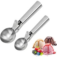 1pc Multifunctional Stainless Steel Ice Cream Scoop Fruit Ball Spoon Household Dessert Digging Tool