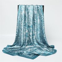 90*90cm Female Fashion Printed Square Scarf Women Big Silk Scarves Bandanas Luxury Beach Shawl Wraps Women Hijab Neckerchief