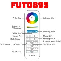 NEW Miboxer 2.4GHz 6-Zone RGB+CCT RF Touch Remote FUT089S for CCT/RGB/RGBW/RGB+CCT Single Color LED Lamps Series LED Strip Light