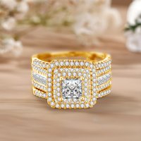 Szjinao Trending 2PCS Wedding Rings For Women With Certificate Princess Cut 1ct Moissanite Ring Luxury Jewelry Couple Gift Sale