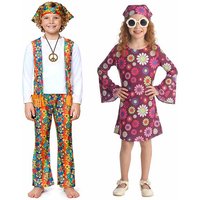 Bohemian Hippie Outfit for Kids 60s 70s Disco Floral Print Dressing Costume Halloween Costume for Role Play and Parties
